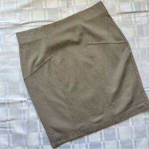 Vivian Wong Tan High Rise Seam Detail Skirt